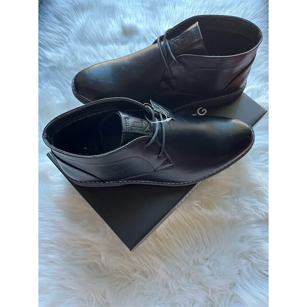 🆕London Fog Men's Chukka Boots Black Lace-Up Memory Foam Size 11M